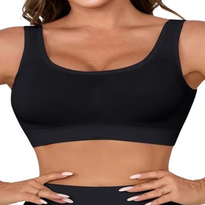 Boolavard New Seamless Sports Style Bra Crop Top Vest Comfort Stretch Bras Shapewear (XL, Black)