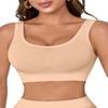 Boolavard Women's Seamless Sports Style Bra Crop Top Vest Stretch Shapewear (US, Alpha, Medium, Regular, Regular, Nude) view 1
