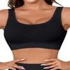 Boolavard Women's Seamless Sports Style Bra Crop Top Vest Stretch Shapewear (US, Alpha, Medium, Regular, Regular, Black) view 1