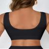 Boolavard Women's Seamless Sports Style Bra Crop Top Vest Stretch Shapewear (US, Alpha, Medium, Regular, Regular, Black) view 2