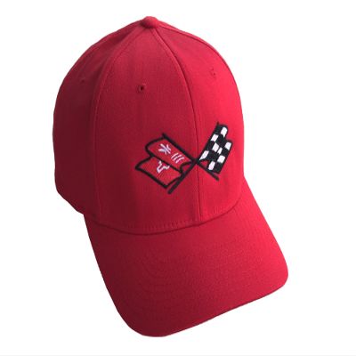 1967 Corvette Red Flex Fit Hat with C2 Emblem (L/XL) Fits 7-3/8" to 7-5/8"