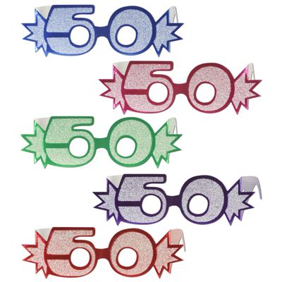 Bulk Buys 50 Glittered Foil Eyeglasses -Pack of 75