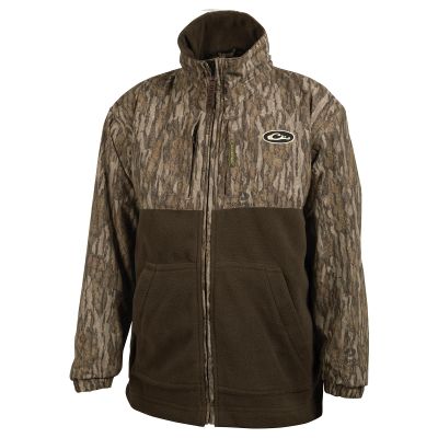 Drake Waterfowl Youth MST Eqwader Warm Moisture-Wicking Fleece Lined Waterproof Windproof Breathable Full-Zip Outdoor Jacket, Mossy Oak Bottomland, 10