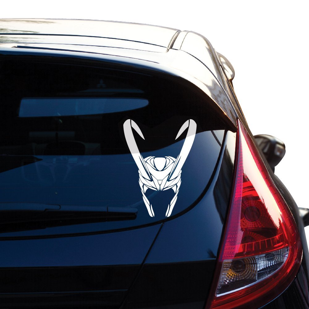 Yoonek Graphics Loki's Army. Loki's Helmet Decal Sticker for Car Window, Laptop, Motorcycle, Walls, Mirror and More. 10" Height. SKU: 493 (White)
