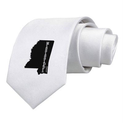 TOOLOUD Mississippi - United States Shape Printed White Neck Tie