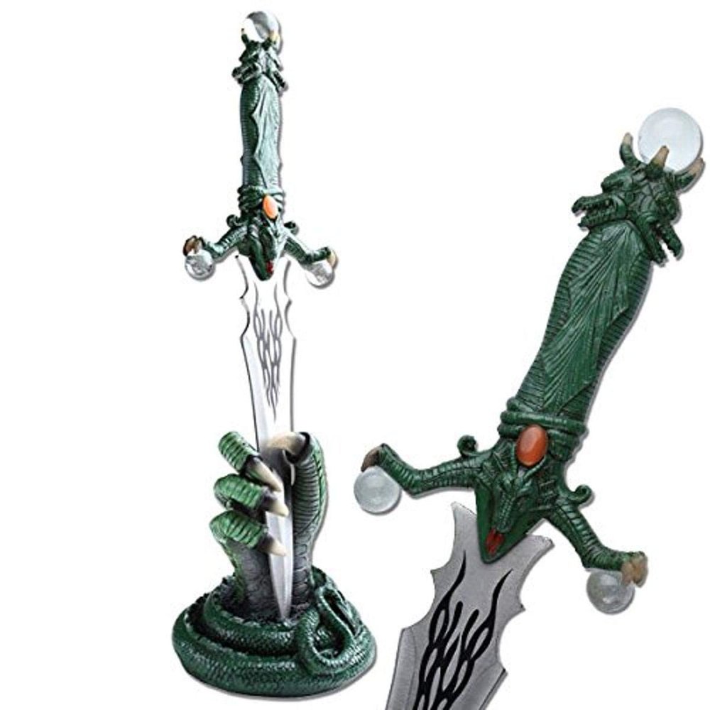 Master Cutlery FMT-047GR Fantasy Master 16" Green Fantasy Fixed Blade with Dragon Talon Stand