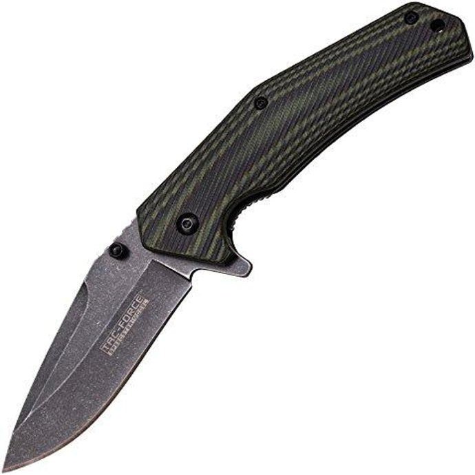 Master Cutlery TF-838C Tac-Force 4.5" Folder Stone Wash Blade Two Black/Green G10 Handle with Pocket Clip