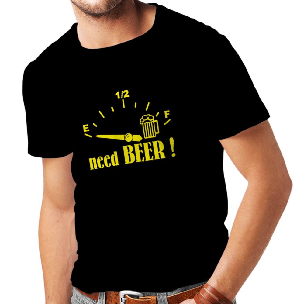 lepni.me Mens T-shirt I Need More Craft Beer! Funny Gift Drinking Bar Party Slogans (Medium Black Yellow)