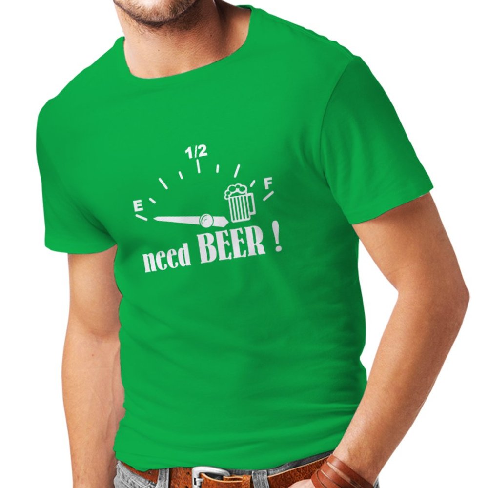 lepni.me Mens T-shirt I Need More Craft Beer! Funny Gift Drinking Bar Party Slogans (XX-Large Green White)