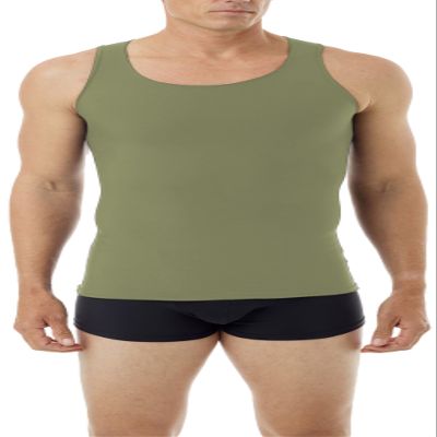 Underworks Mens Microfiber Compression Tank, Medium, Khaki