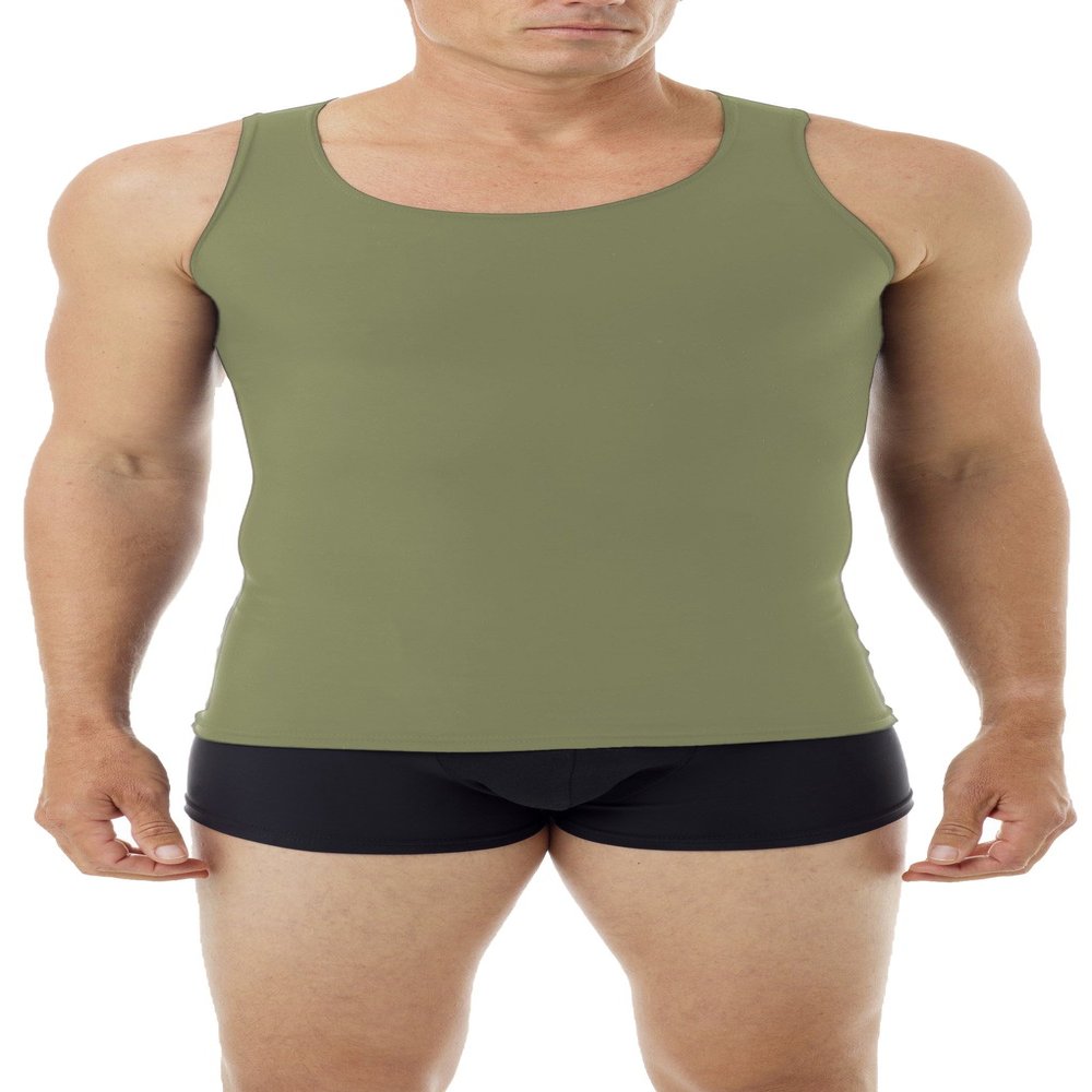 Underworks Mens Microfiber Compression Tank, Medium, Khaki