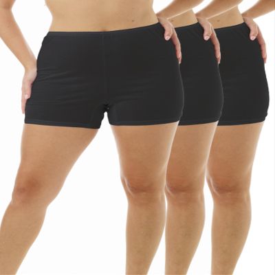 Underworks Womens 100% Cotton Cuff Leg 5-inch Inseam Bloomers Black 3-Pack Small 35-36 HIPS