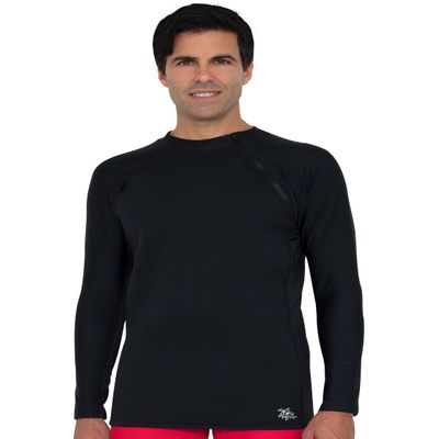 Tuga Men's Neoprene Wetsuit Hybrid Zip Top, Made in USA, Black/Black, Medium