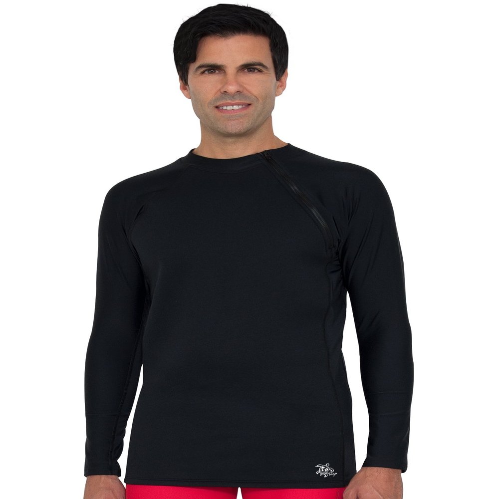 Tuga Men's Neoprene Wetsuit Hybrid Zip Top, Made in USA, Black/Black, Medium