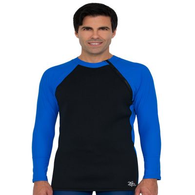 Tuga Men's Neoprene Wetsuit Hybrid Zip Top, Made in USA, Black/Royal, Small