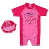 BIKMAN Girls Cute Elephant Swimsuit One-Piece Short Sleeve Rashguard (M(6-12 Months)) Rose Red