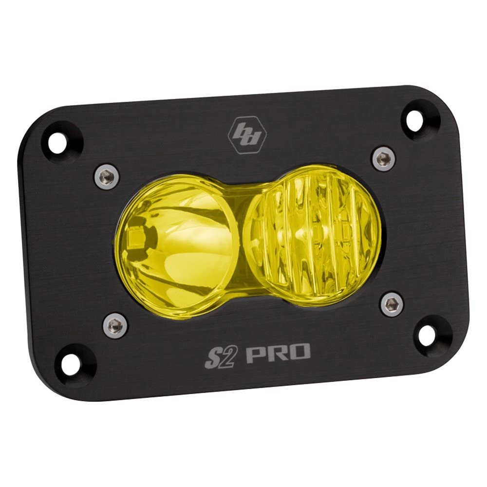 Baja Designs S2 Pro LED Black Flush Mount Light Pod (Driving/Combo; Amber)