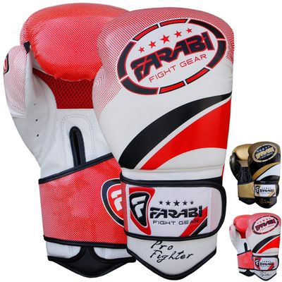 Farabi Sports Boxing Gloves Men and Women Kickboxing Gloves - Muay Thai Gloves 10-oz 12-oz 14-oz 16-oz Red & Purple Boxing Gloves for Punching Bag, MMA, Muay Thai and Training (White/Red, 14-oz)