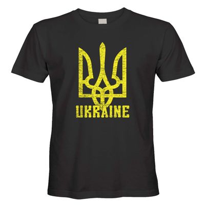 Cybertela Men's Ukrainian Coat of Arms Ukraine Flag Pride T-Shirt (Black, 2X-Large)