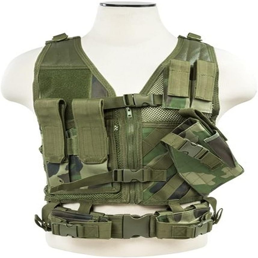 VISM by NcSTAR CTVC2916WC Tactical Vest, Small, Woodland Camo