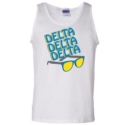 VictoryStore Delta Delta Delta Tank Top- Summer Sunglasses Design (Large) White