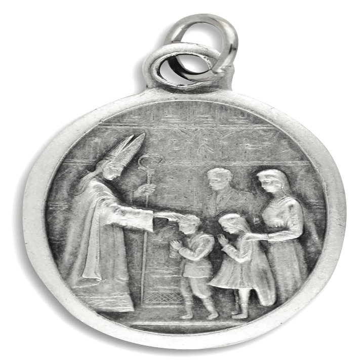 Pack of 5 - Confirmation and Holy Spirit (Dove) Catholic Sacrament Medals, Silver Oxidized Confirmation Class Gift - Made in Italy