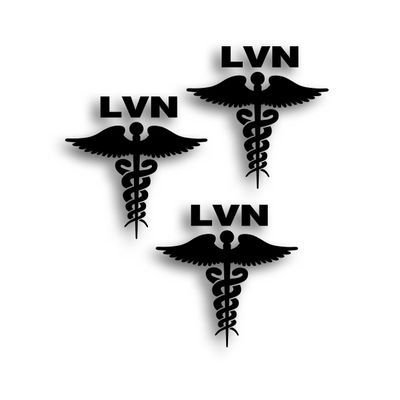 3X LVN Caduceus Decal for Licensed Vocational Nurse Hospital Healthcare Health Care Medical Field Worker Windshield Or Bumper Sticker 5 1/2 x 5 1/2 Inch in Black