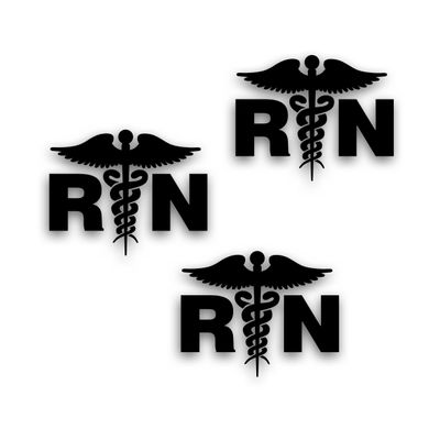 3X RN Caduceus Decal for Registered Nurse Hospital Healthcare Health Care Medical Field Worker Windshield Or Bumper Sticker 4 x 5 1/2" Black