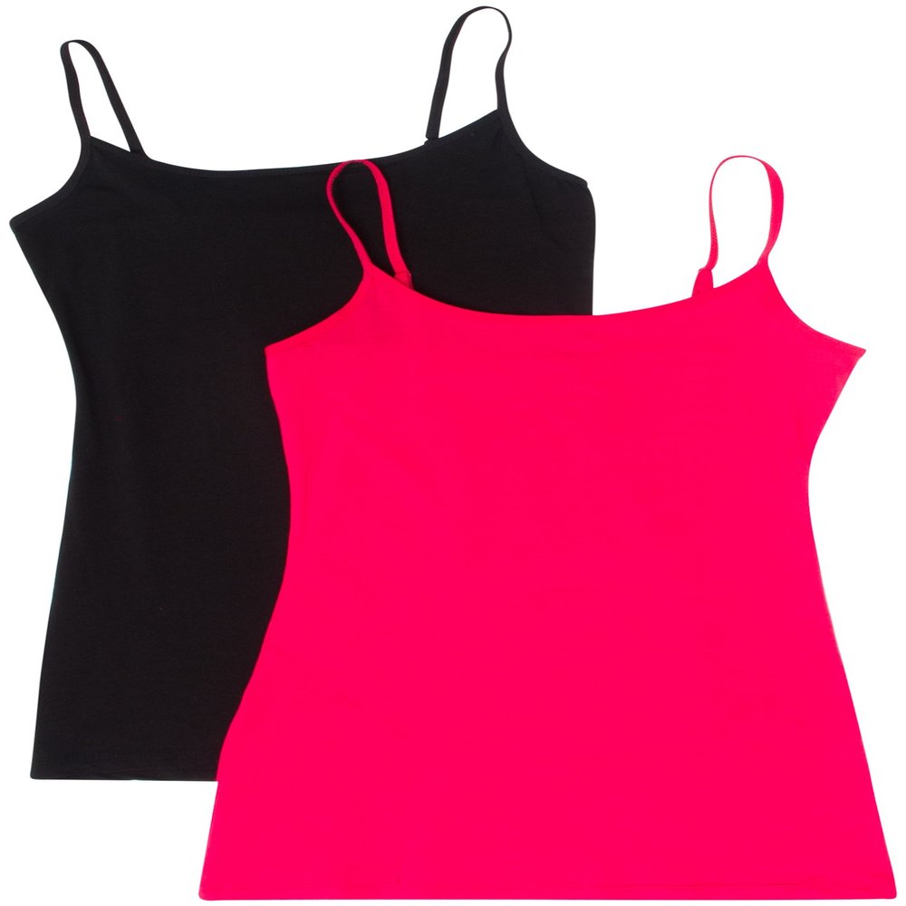2 Pack Active Basic Women's Basic Cami Tank Top Med Black, H Pink
