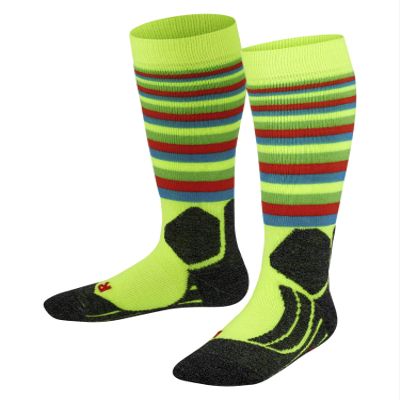 FALKE Unisex Kid's Standard SK2 Stripe K KH, Yellow (Lightning 1690), US 10-12.5 (3-6 Years 27-30)
