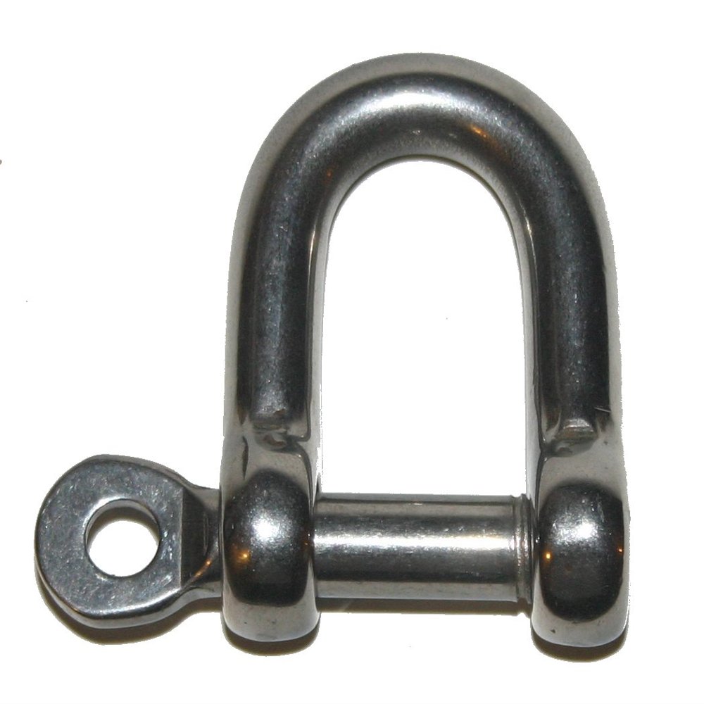 Nautos D Straight Shackle with Screw PIN with Eye - 316 AISI Stainless Steel - Forged (106-12mm - 1/2")