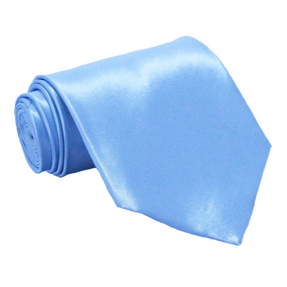 Soophen NEW Mens Necktie SOLID Satin Neck Tie Sky Blue