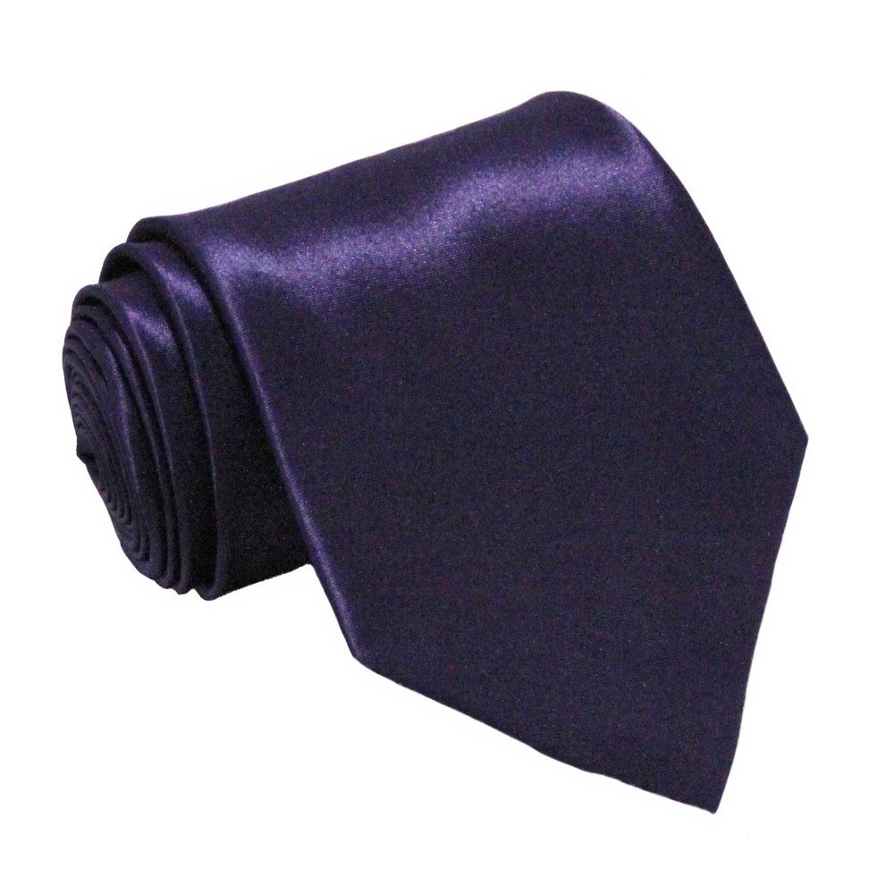 Soophen NEW Mens Necktie SOLID Satin Neck Tie Dark Purple