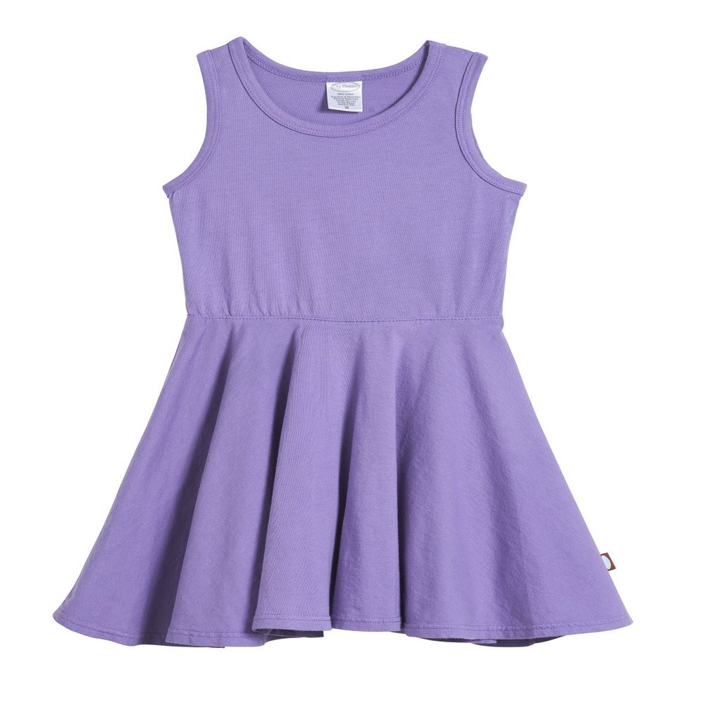 City Threads Big Girls' Cotton Party Twirly Tank Dress - Sensitive Skin and Sensory Friendly - School Summer, Deep Purple, Size 14