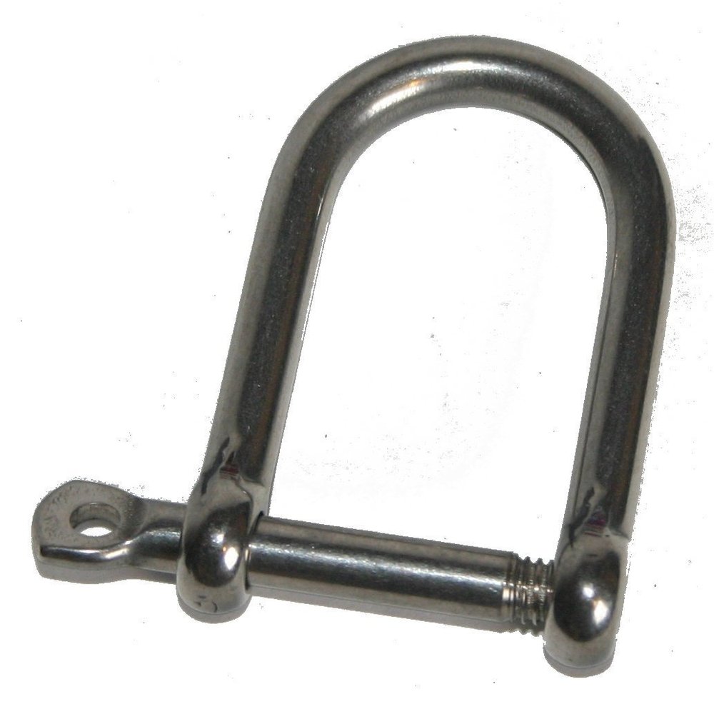 Nautos Forged Large D Shackle with SCRE Eye PIN - Stainless Steel 316 (6mm - 1/4")