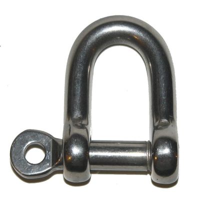 Nautos Forged D Shackle with Captive Screw Eye PIN - Stainless Steel 316 - Set of 2 Pieces (5MM - 3/16")