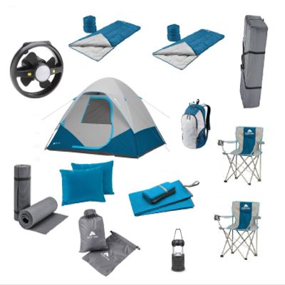 Ozark Trail 6 Person Combo set Includes 28 pieces 2 Sleeping Bags, 2 Chairs, 1 Lantern, 2 Pillows