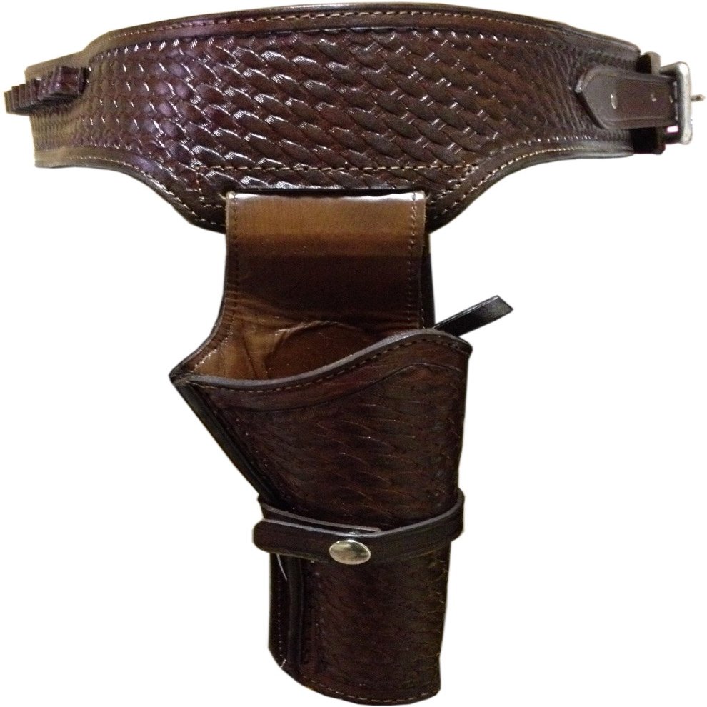44/45 Caliber Weave Pattern Western Leather Gun Holster Size 38