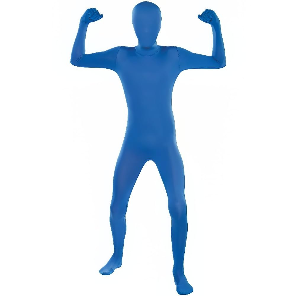 Full Body Stretchable Spandex Blue Party Suit - Adult Large (Up to 5'10"), 1 Piece - Plain Design for Halloween, Cosplay, and Themed Parties