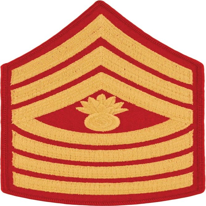 USMC Chevron Gold on Red (Pair) (Male, Master Gunnery Sergeant)