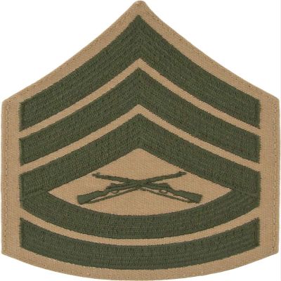 Marine Chevron Green on Khaki (Pair) (Male, E-7 Gunnery Sergeant)