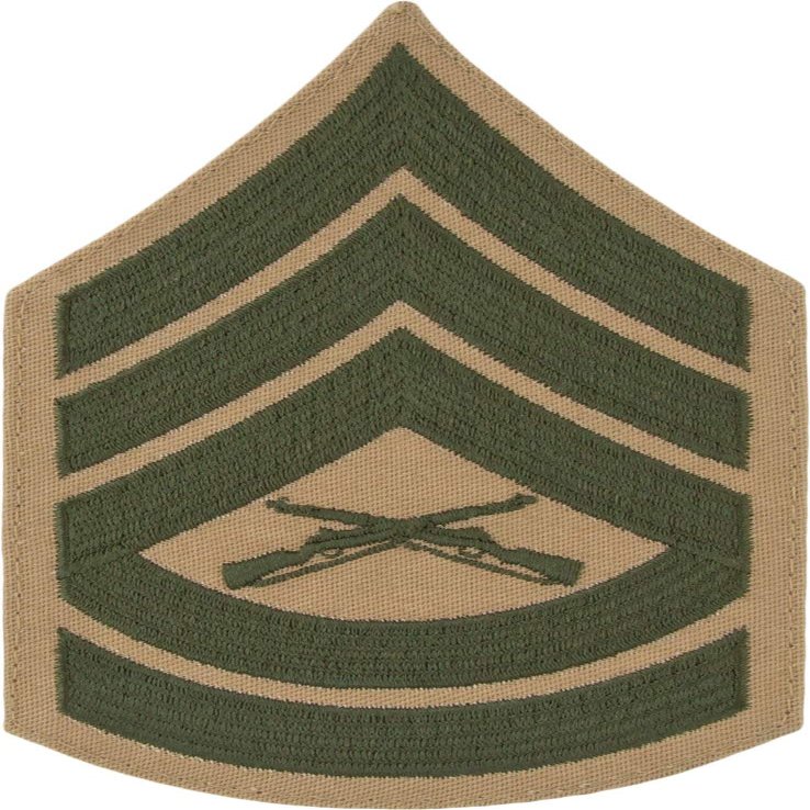 Marine Chevron Green on Khaki (Pair) (Male, E-7 Gunnery Sergeant)