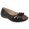 Boulevard Womens/Ladies Punched Open Toe Flower Casual Shoes (7 US) (Navy Blue) view 2