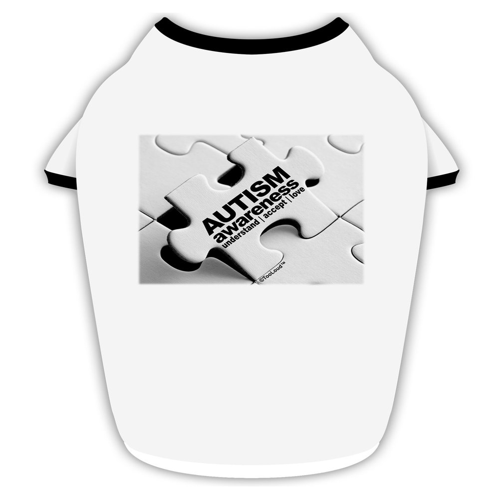 TOOLOUD Autism Awareness - Puzzle Black & White Cotton Dog Shirt White with Black Medium