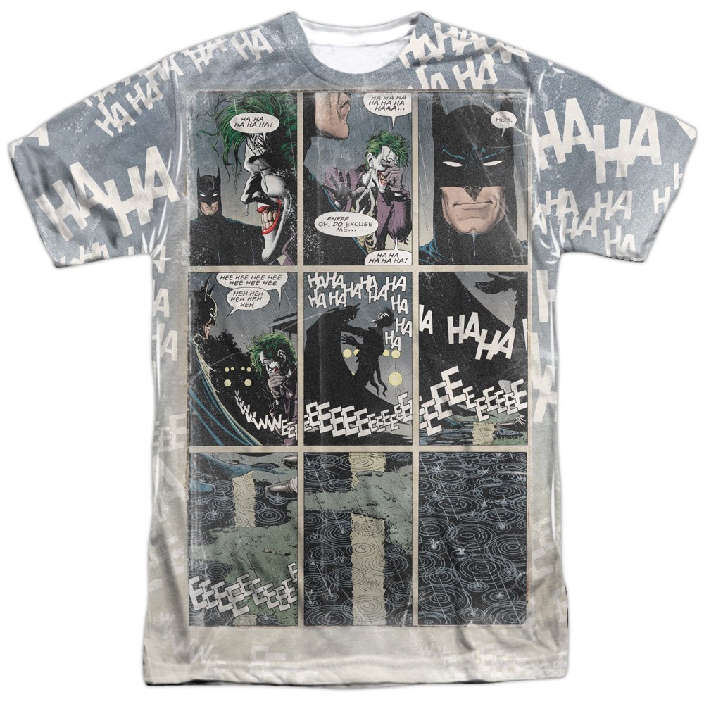 Batman Last Laugh Unisex Adult Front Only Sublimated T Shirt for Men and Women, Large White