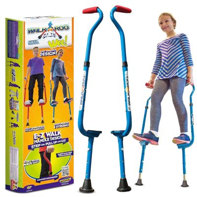 Original Walkaroo Steel 'Wee' Balance Stilts with Adjustable Height for Little Kids & Beginners (Ages 4+ and up to 120 lbs) For Active Play & Excercise; comes in Assorted Colors (Red or Blue)