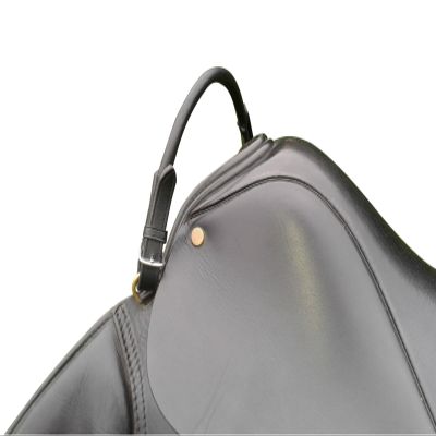 Hunters Saddlery Leather Grab Strap for English Equestrian Saddle - Safety Handle for Horse Riding Balance (Black)