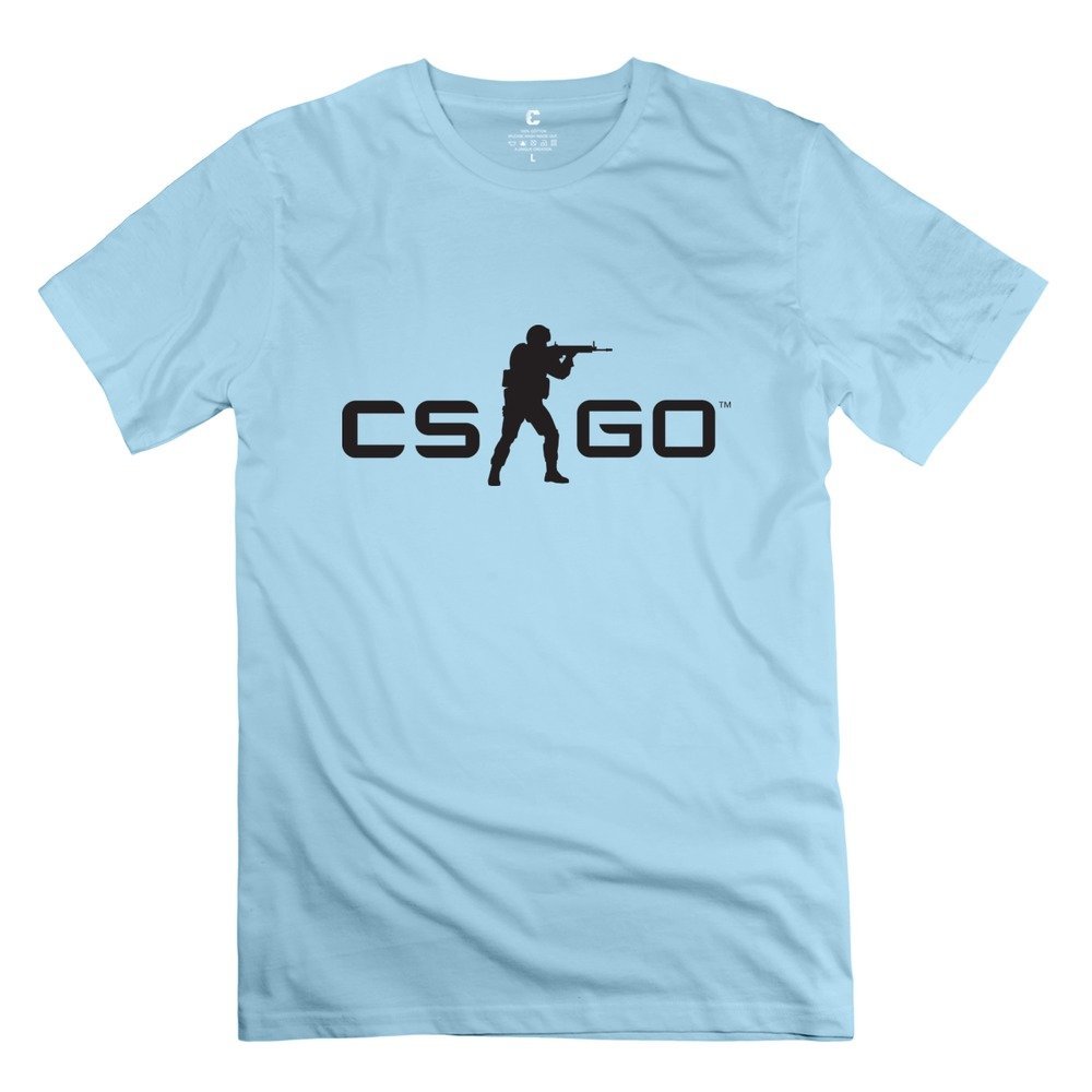 CounterStrike Global Offensive Cute 100% Cotton SkyBlue T Shirts For Guys Size S