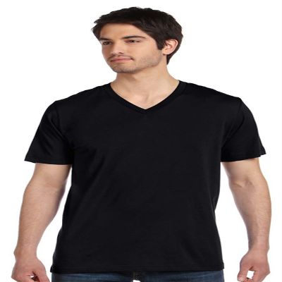 Bella mens Unisex Made in the USA Jersey Short-Sleeve V-Neck T-Shirt(3005U)-BLACK-S