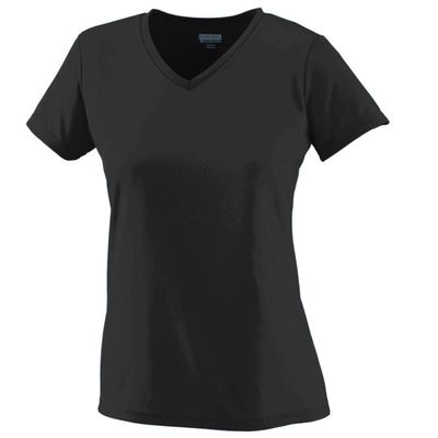 Augusta Sportswear Ladies Moisture-Wicking V-Neck T-Shirt, XL, Black